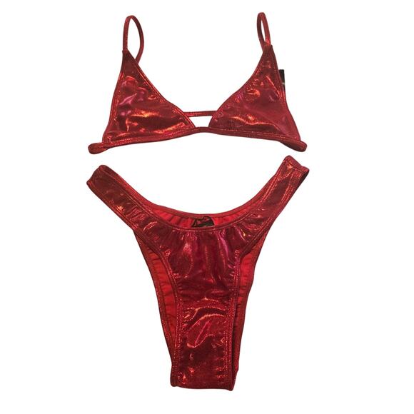 Min­imale Animale 2-Piece Mirage |  Wall St Hot Rod Red Bikini Swimsuit SZ M - Picture 1 of 3